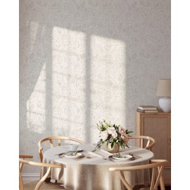 Coloritto Boho Roses Wallpaper | Removable Self Adhesive Minimalistic Wall Decor | Floral Peel and Stick Wallpaper (Sample 12" W x 8" H)