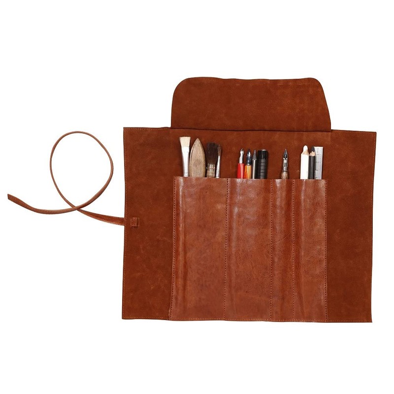 Clairefontaine Flying Spirit 930030C Lambskin Leather Round Pencil Case 32.7
