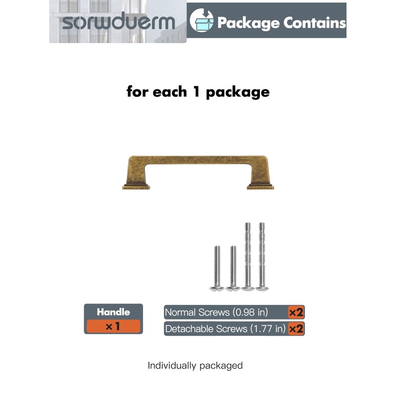 SORWDUERM 5 Pack Antique Brass Cabinet Pulls Square 3.78"(96mm) Hole