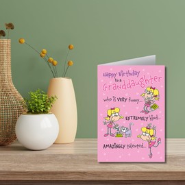 Words 'n' Wishes Traditional Granddaughter Birthday Card, Birthday Card Granddaughter, Multi-Coloured 23.5 x 16.5 cms