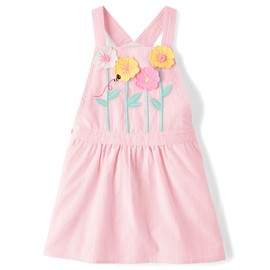 Gymboree,Girls,and Toddler Embroidered Sleeveless Skirtall Jumpers,Bright Pink Daisy,12-18 Months