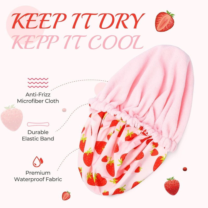 Shower Cap for Women Terry Lined Bath Cap Large Reusable