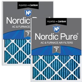Nordic Pure 10x24x1 (9 1/2 x 23 1/2 x 3/4) Pleated Air Filters MERV 7 Plus Carbon 2 Pack