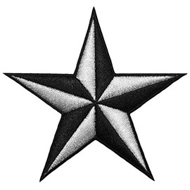 Papapatch Nautical Star Rank Sign Naval Compass Symbol Badge US Navy Sew Iron on Embroidered Applique Patch - Black White (Iron-Star-BKWH)