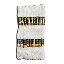 Anchor Cross Stitch Hand Embroidery Stranded Cotton Floss Thread (Pack of 12) Multi Shades (White)