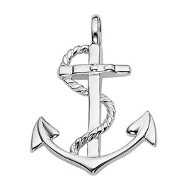 Vinani Pendant Ship Anchor Symbol Sailor Shiny with Fiorentina Chain Sterling Silver 925 Italy 2AAG-F500, Sterling Silver
