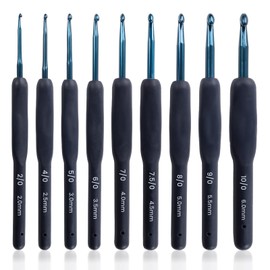 NICKLIN Crochet Hooks Set, 9 Pcs Crochet Hook Kit,2.0-6.0mm Soft Grip Crochet Needle,Ergonomic Crochet Hooks,Lightweight Knitting Kit for Arthritic Hands Crochet Gifts