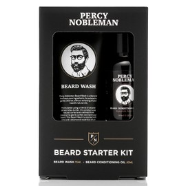Percy Nobleman Beard Starter Kit, A Beard Grooming Kit Containing Beard Oil and Wash, suitable as a stocking filler, 30ml / 75ml