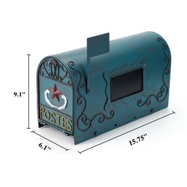 MEIYIHUI Heavy Duty Galvanized Steel Mailbox Post, Mailboxes for Outside,Curbside Mailbox,Rural Mail Box Postal Storage Box Outdoor Decor (Vintage Green)