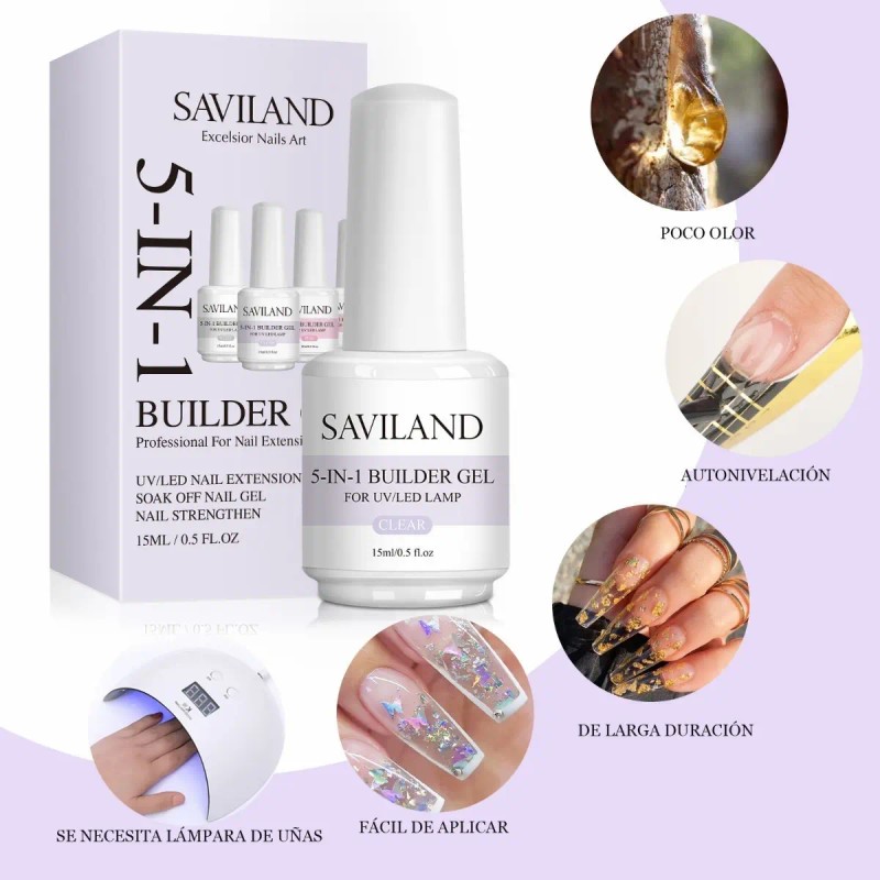 Saviland, Gel De Construcción Clear, Para Extensión De Uñas