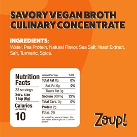 Zoup! Savory No-Chicken Vegan Broth Culinary Concentrate, 2 Pack, 7 Oz Each