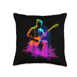 Instrument Musician Clothing & Gifts MD Sitar Colorful Instrument Music Band Musician Gift Bar Throw Pillow, 16x16, Multicolor