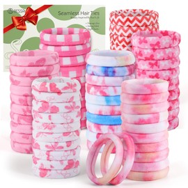 Bessrung 100 PCS No Damage Hair Ties, Seamless Elastic Hair Ties for Women Girls, Ponytail Holders for Thick Thin Hair, Strong, Stretchy & Snag-Free Nylon Hair Bands(Pink)