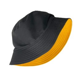 PFFY Reversible Bucket Hat for Women Men Summer Cotton Fishing Sun Beach Cap Black/Yellow