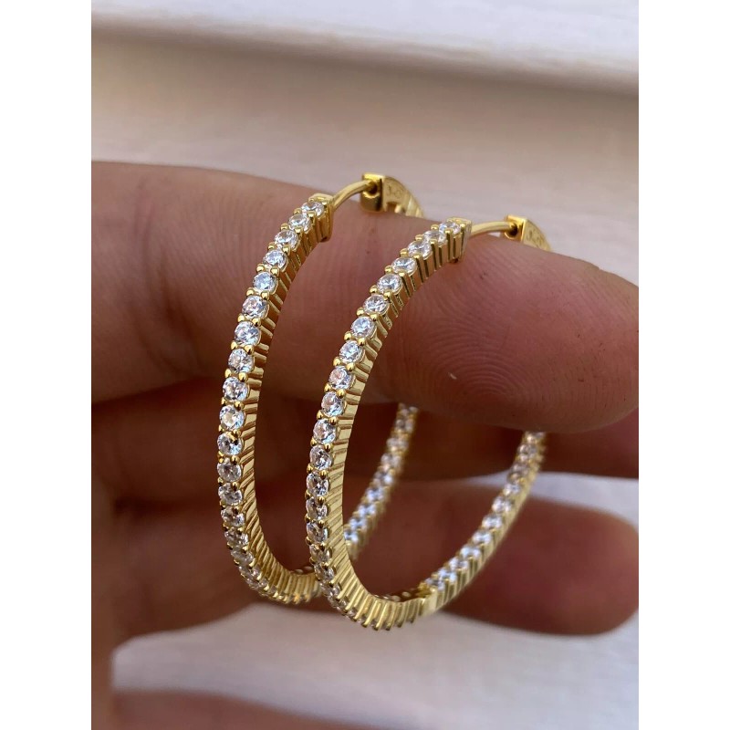 Harlembling 14k Gold Plated Solid 925 Sterling Silver Big CZ