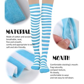 Thunaraz 9 Pairs Long Thigh High Socks for Women Striped Knee High Leg Warmers