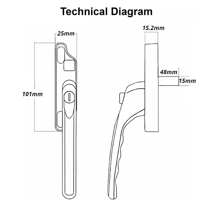 White Cadenza Odessy Blade Aluminium Window Handle Tongue Spade Driven