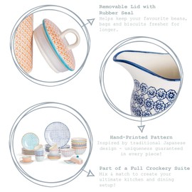 Nicola Spring Hand-Printed Kitchen Canister - 1 Litre - Orange