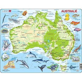 Larsen A31 Physical Map of Australia Dutch Edition 65 Piece Frame Puzzle