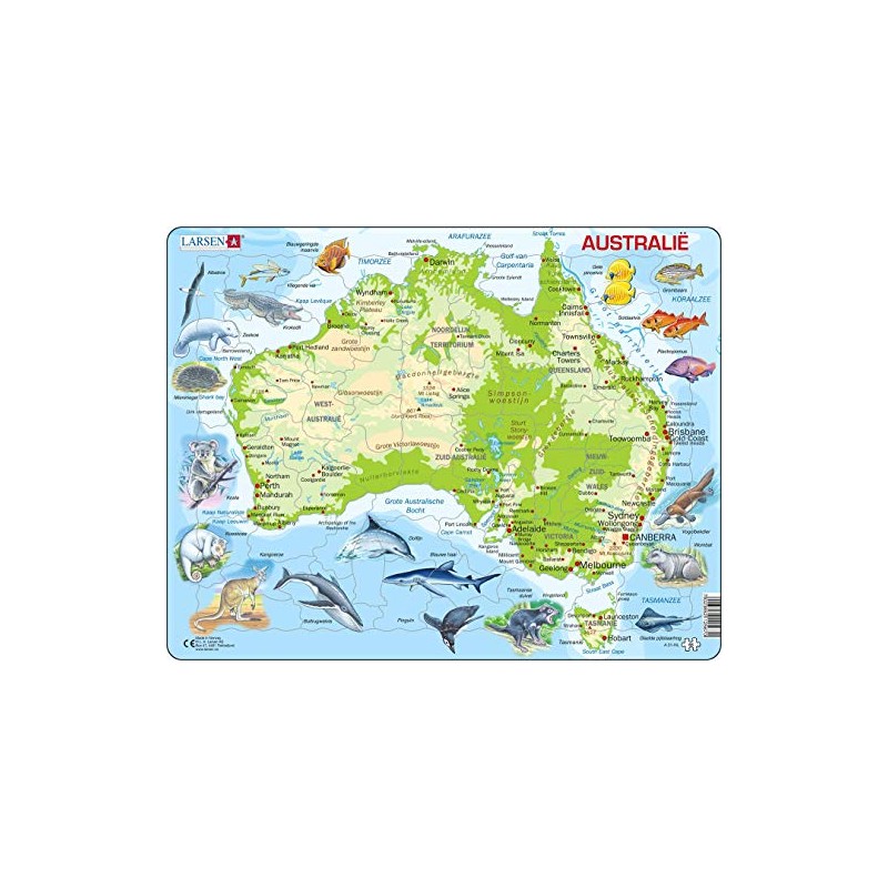 Larsen A31 Physical Map of Australia Dutch Edition 65 Piece
