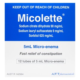 Micolette 5mL Micro Enema Tube 12 Pack