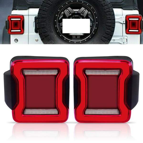 PARTREE Pair LED Tail Lights Assembly Fit for Jeep Wrangler