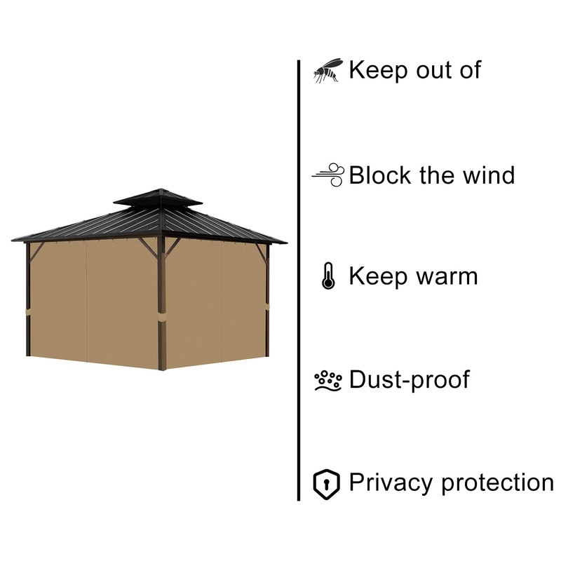 Tngan Gazebo Universal Replacement Privacy Curtain, 10'X12' Waterproof Outdoor Sidewall