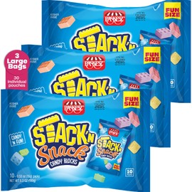 DOUzzle Graduation Treats - Stack 'n Snack Candy Blocks, Edible Building Bricks Blox (10 Count, Pack of 3) Individually Wrapped, Party Favor, Goodie Bag & Pinata Filler - Kosher Parve