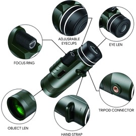 PhysioPhyx PhysioPhyx 80x100 Monocular-Telescope High Powered Monocular Low Night Vision Monocular for Smartphone Adapter Monocular Telescope Hunting Wildlife Bird Watching Travel Camping Hiking, Green-1