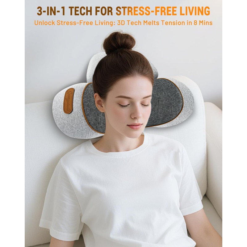 Spongiduits 3-in-1 Neck Massager Pillow,Massage Neck Hump - Heating, Vibration,
