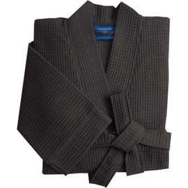 Morgenstern Men's Waffle Pique Bathrobe, Grey - xl
