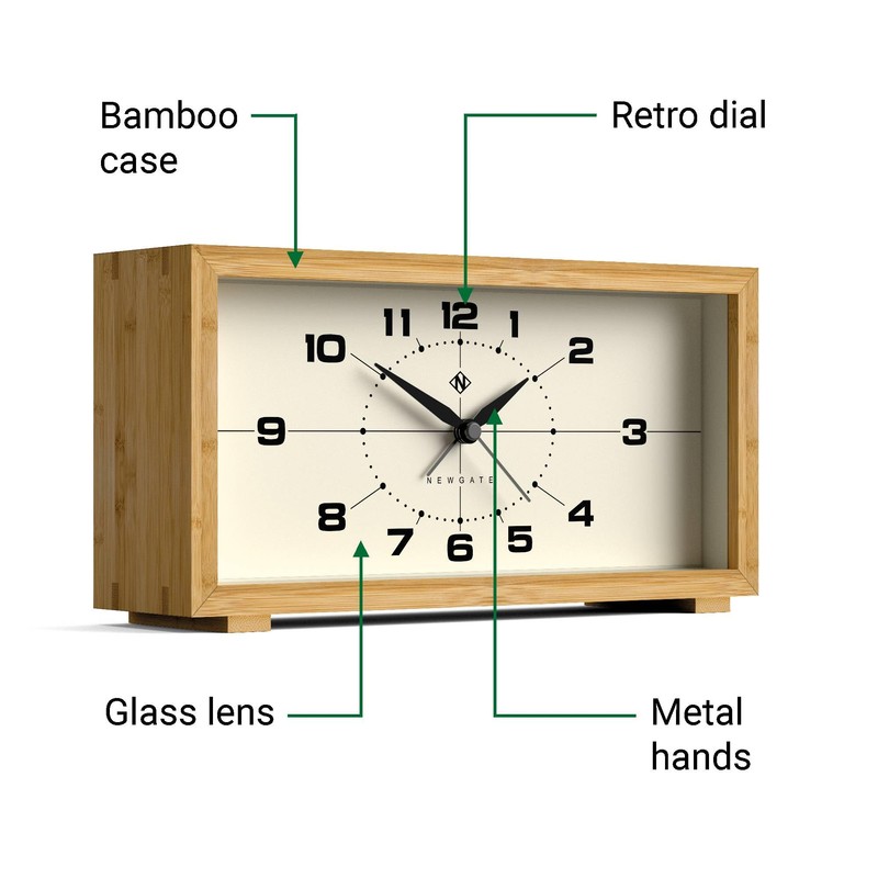 NEWGATE® Lemur Alarm Clock | Rectangular Design | Bamboo case