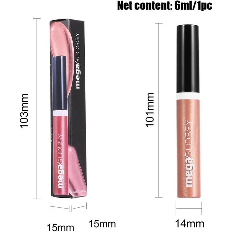 2pc Lip Plumping Gloss, Fine Glitter Pearl Lip Glaze, Long-Lasting