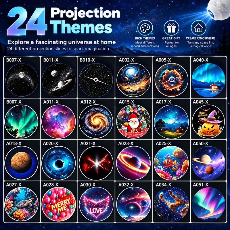 2-in-1 Galaxy Projector Night Light for Room Decor – 24