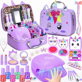 PERRYHOME Kids Makeup Kit for Girl, Nail Polish for Kids, Unicorn Real Washable Cosmetic Set, Non-Toxic Makeup Toy, 2026 New CPF Sustainable Princess Toys & Birthday Gifts for Girls for 3-12 Year Old