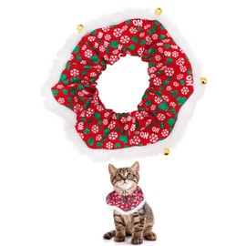 BIPY Dog Christmas Collar Scarf with Bells Loud Sound Adjustable Small Dog Neck Accessories Jingle Bell Cute Green Heart Snowflake Puppy Kitten Cat Xmas Pet Costume (Small)