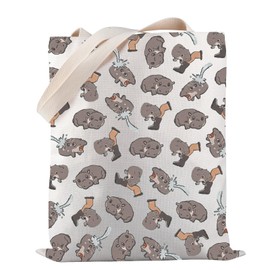 PWHAOO Moo Deng Tote Bag Cute Hippo Shoulder Bag Gift for Pet Lover Famous Animals Bag, Moo Deng Tote