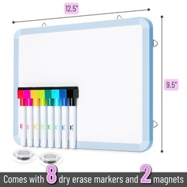 Mr. Pen- Dry Erase Board, 12.5" x 9.5" with 8 Dry Erase Markers and 2 Board Magnets, White Board Dry Erase, Magnetic Dry Erase Board, Small White Board Small Dry Erase Board for Wall
