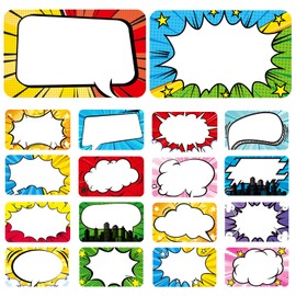 Superhero Name Tags Labels Stickers 216 Counts Colorful Large Nametags Name Badge Labels Sticker for Themed Party Family Home School Office 3.25x2.16 inches