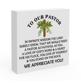 Gift for Pastor Thank You Gift for Pastor To Our Pastor Gift for Women Men Pastor Appreciation Gifts Christian Prayer Gifts for Pastor Religious Home Decor Saying Office Desk Wood Sign Christian Gift