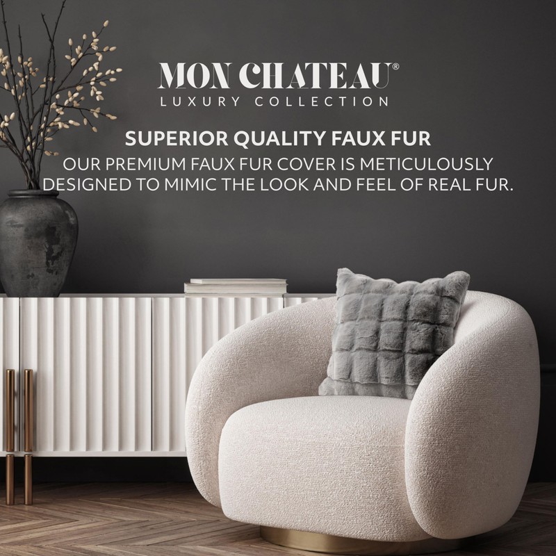 Mon Chateau Decorative Super Soft Plush Faux Fur Pillow, Filled