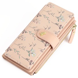 GAEKEAO Womens Wallet RFID Blocking Trifold Large Capacity Ladies Wallets Vegan Leather Floral Card Holder Multi Card Organizer