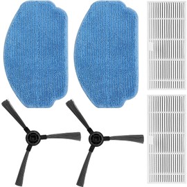 Robot Vacuum Parts Kit Contains 2 Blue Mop Pad and 2 Filters, 2 Side Brushes, 6 Pack Replacement Accessories for BR151 （02）