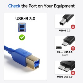Cable Matters 5Gbps USB 3.0 Cable - 3ft, Short USB A to B Cable, USB3 Cord with Type-B 3.0 Connector for Hard Drive Enclosure/Built-in Hub and More, Blue