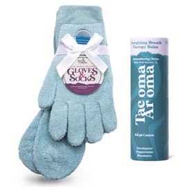 Purple Canyon Aloe Infused Socks and Gloves and Heel Balm Dry Feet Treatment | Blue Socks and Gloves with Vitamin E for Foot Health | Beeswax Essential Oil Balm with Heel Socks for Dry-Cracked Feet