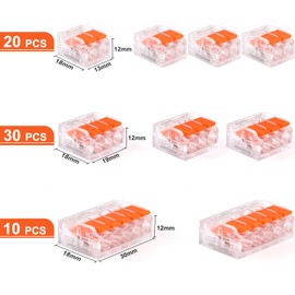 Cable Connector Cable Clamps Electric, Pack of 60 Connection Clamps Clamp with Actuation Lever, 4 mm² Conductor Clamp Lustre Terminals Connection Clamp Can Be Combined for Fixed Cable 2-3-5 Conductors