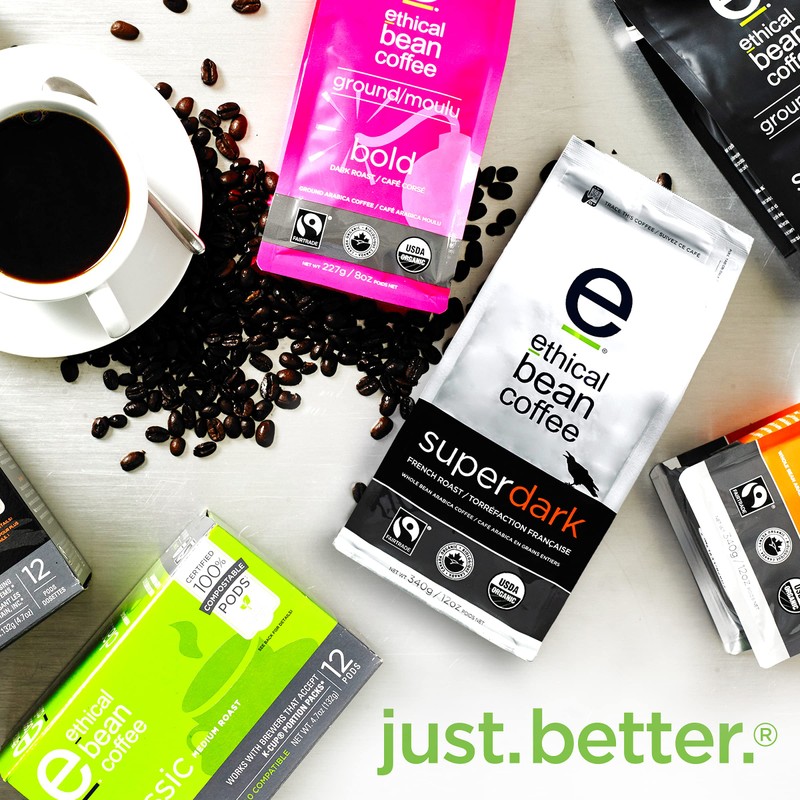 Ethical Bean Coffee Superdark French Roast Fairtrade Organic Coffee, 340g