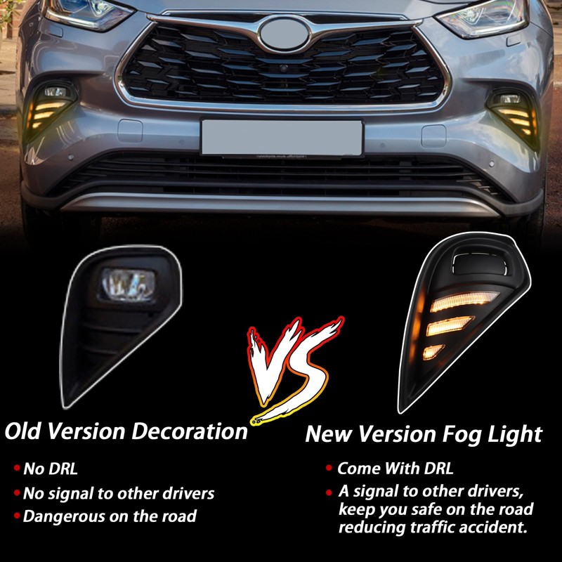 BINQIGOO 2PCs LED Front Bumper Fog Lights Compatible with 2020-2023