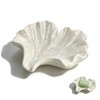 Ceramic Ginkgo Soap Dish, Self-Draining Tray White