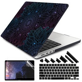 DONGKE for M4 MacBook Pro 16 Inch Case 2024 2023 2021 A3403 A3186 M3 A2991 M2 A2780 M1 A2485 Pro/Max Chip, Plastic Hard Shell Case & Keyboard Cover for Mac Pro 16 with Touch ID, Colorful Mandala